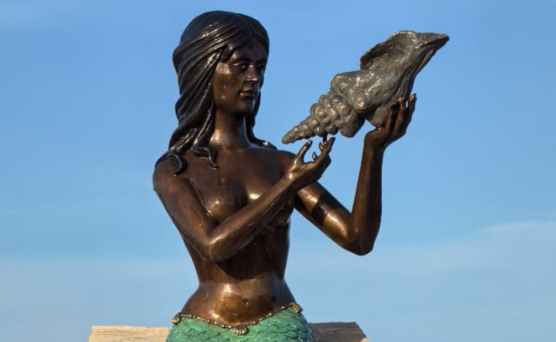 “Mujer Isleña”, escultura de sirena que conmemora los 175 años de Isla Mujeres (14/08/2025). Foto: Cortesía Bernardo Luis