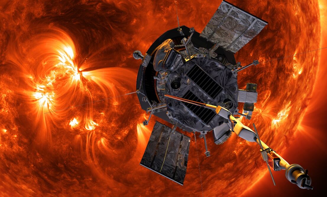 Fotografía cedida por la NASA y el Laboratorio de Física Aplicada de la Universidad Johns Hopkins de una ilustración artística de la sonda espacial solar Parker. Foto: EFE/Steve Gribben /NASA/Johns Hopkins APL.