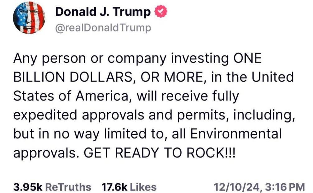 Trump promete permisos acelerados para quienes inviertan mil millones de dólares en EE.UU. Foto: Especial