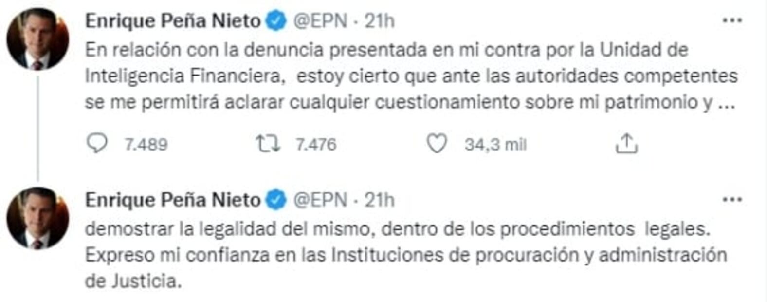 “Alito” Moreno: "Todo mi respaldo y solidaridad al expresidente Enrique Peña"