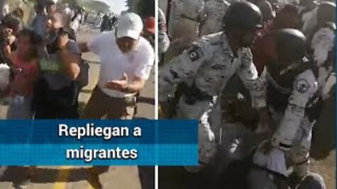 Guardia Nacional frena a golpes a migrantes en Chiapas 