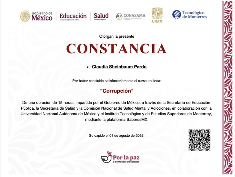 Certificados de Claudio Ochoa y Sheinbaum. Foto: tomada de X @ClaudioOchoaH