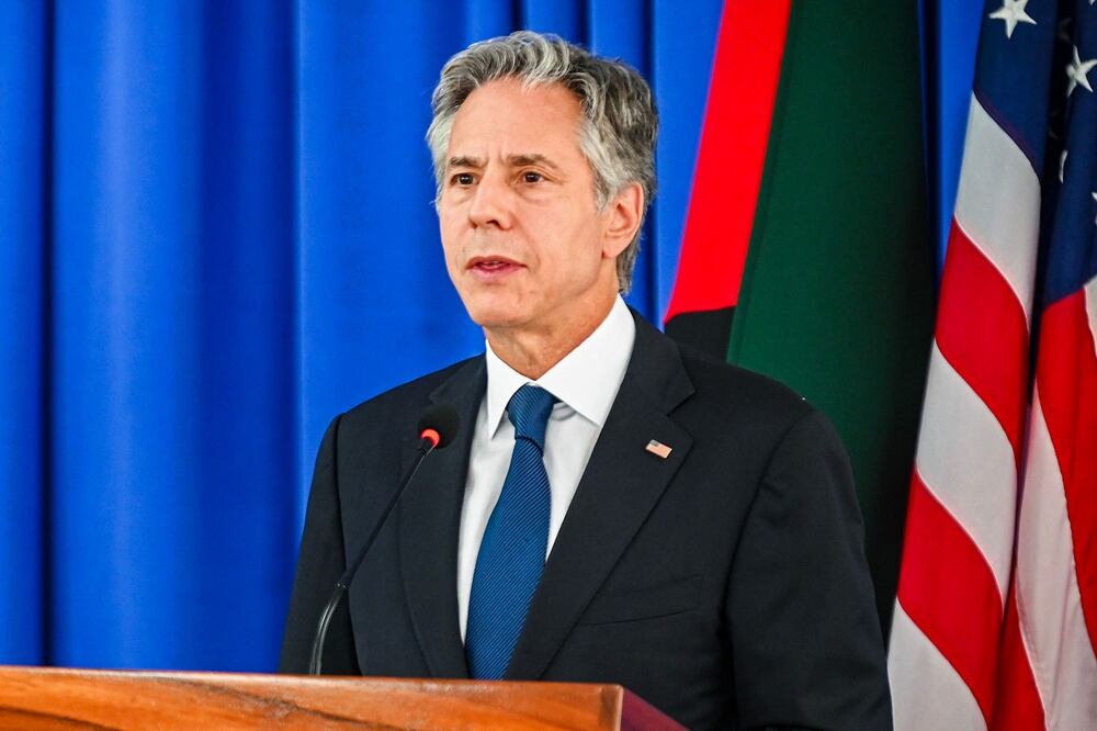 El secretario de Estado de EU, Antony Blinken, durante una conferencia de prensa en Georgetown, Guyana, el 6 de julio pasado. Foto: AFP