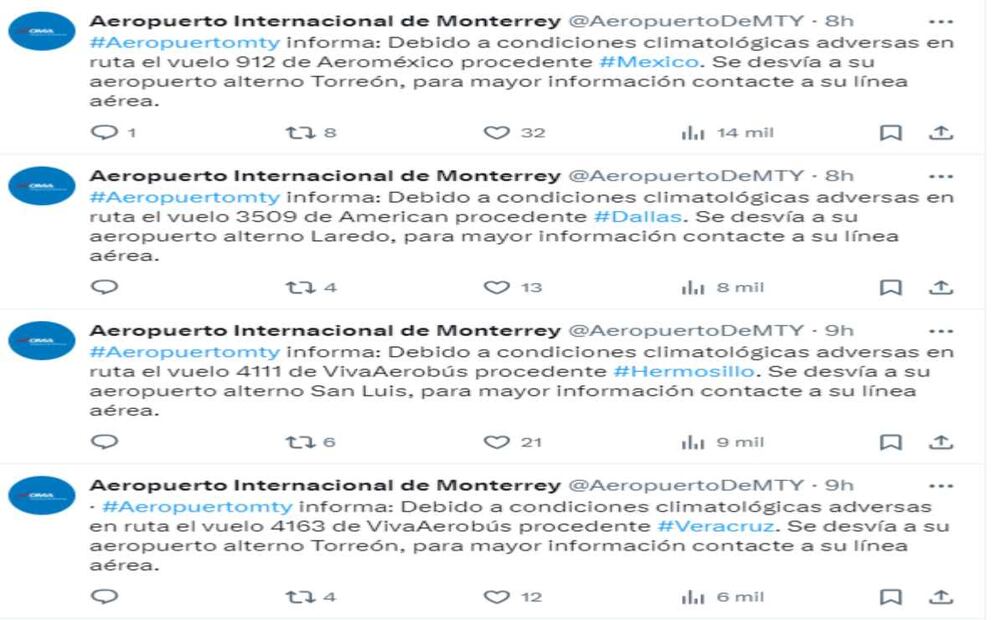 Aeropuerto Internacional de Monterrey. Foto: X @AeropuertoDeMTY