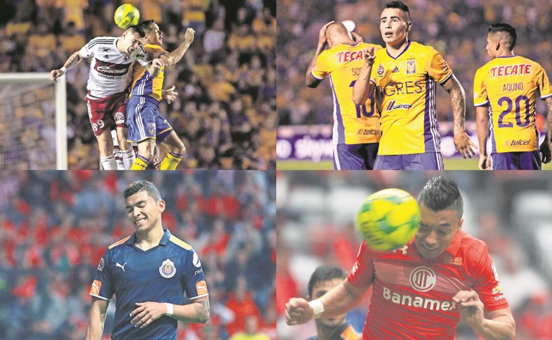 Xoloitzcuintles, Tigres, Chivas y Toluca se diputan un lugar en la final del Clausura 2017. (JULIO CÉSAR AGUILAR. AFP, IMAGO7, MARCOS DOMÍNGUEZ. IMAGO7, ROCÍO VÁZQUEZ. AFP)