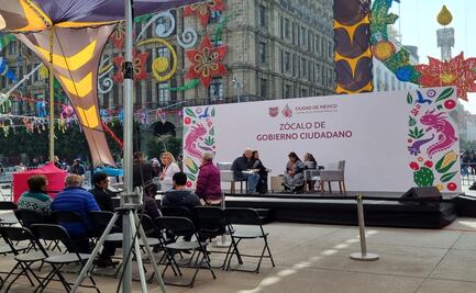 Clara Brugada realiza audiencias en el Zócalo entre decoraciones navideñas