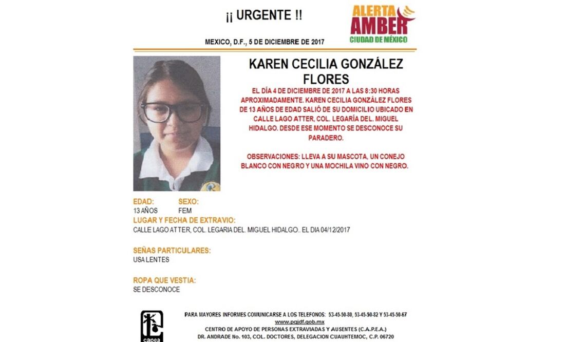 PGJ activa Alerta Amber por niña desaparecida en Miguel Hidalgo
