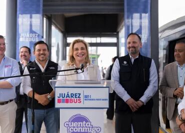 Maru Campos recorre las nueve estaciones del "JuárezBus"; estiman realizar 18 mil viajes diarios