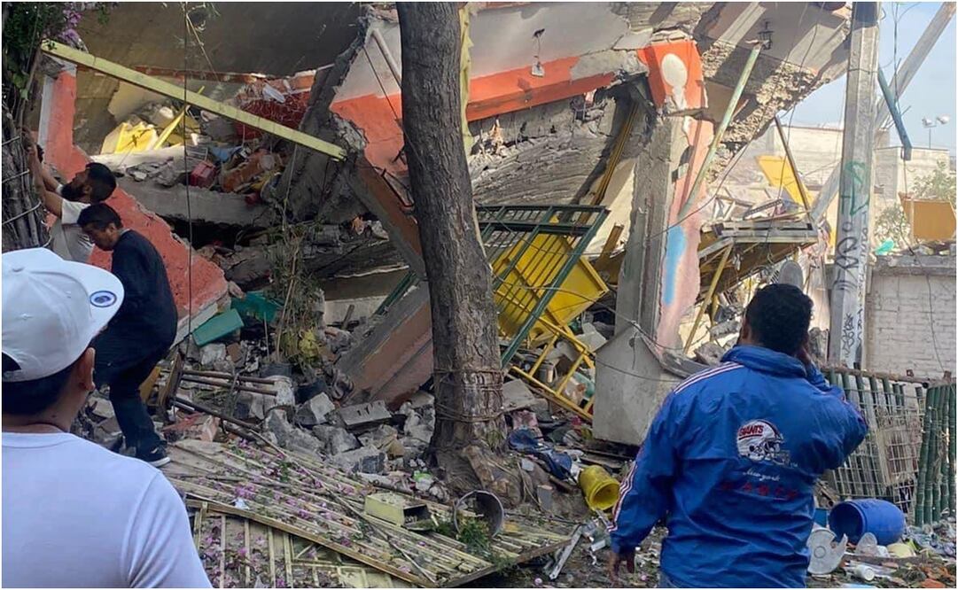 Derrumbe de vivienda tras explosión en Tlalpan. Foto: Especial
