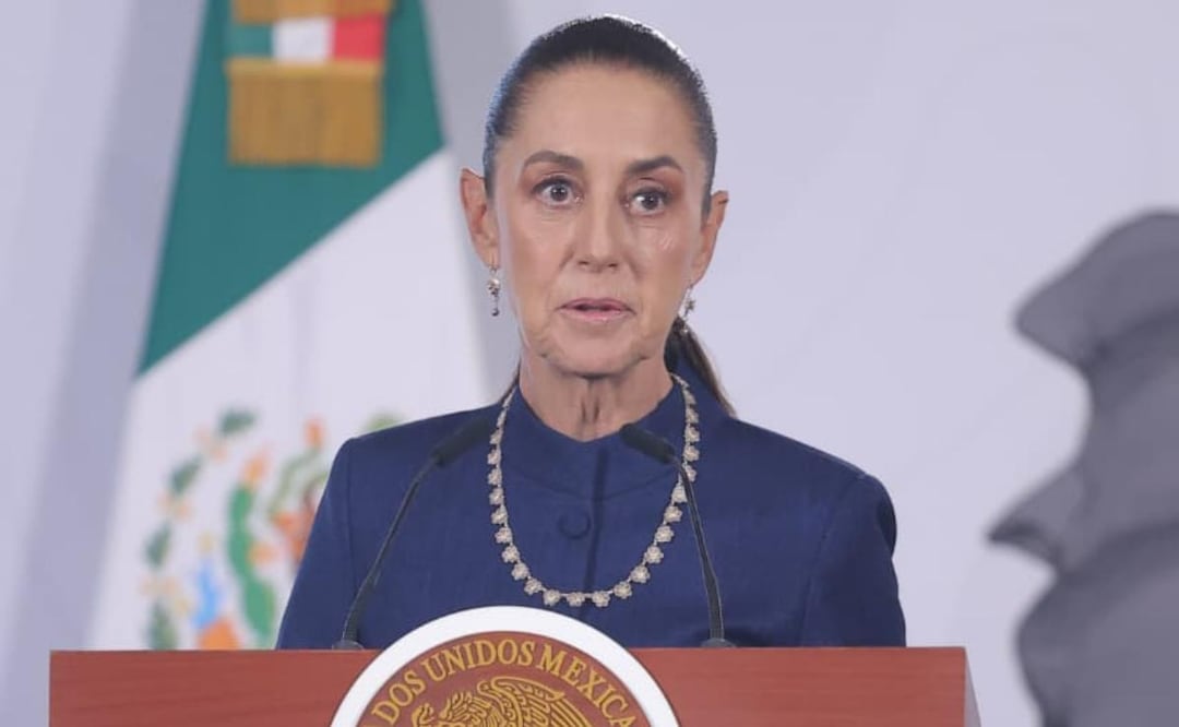 Presidenta Claudia Sheinbaum durante su conferencia de prensa este 9 de julio del 2026 desde Palacio Nacional (09/07/2026). Foto: Gabriel Pano / EL UNIVERSAL