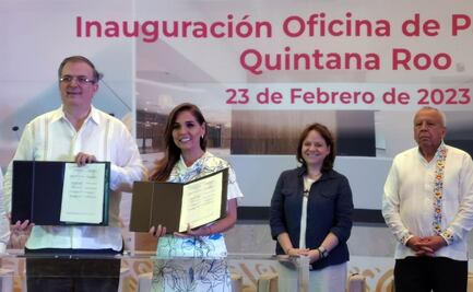 Marcelo Ebrard y Mara Lezama inauguran nueva oficina de pasaportes en Cancún