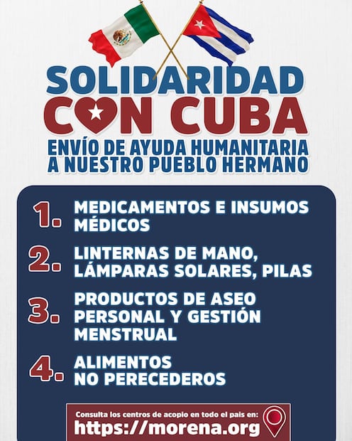 Morena lanza campaña de acopio para enviar ayuda a Cuba (12/02/2026). Foto: Especial