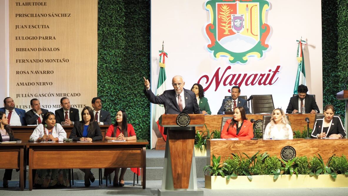 Miguel Ángel Navarro Quintero en su Tercer Informe de Gobierno de Nayarit. Foto: Especial
