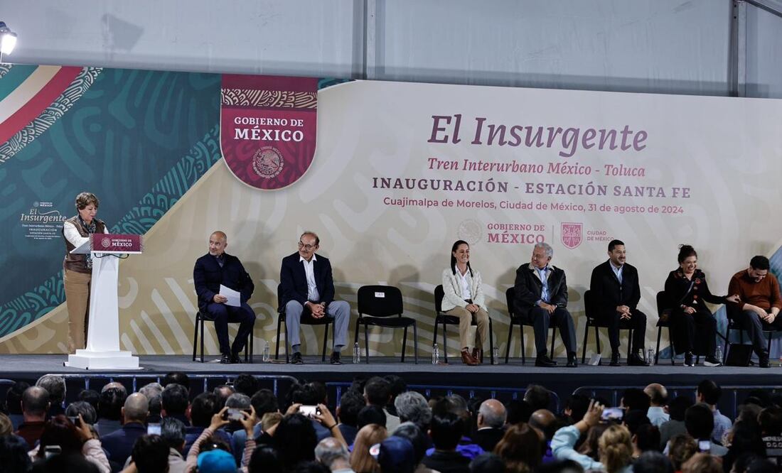 Durante la inauguración de la estación Santa Fe del Tren El Insurgente, la gobernadora del Estado de México, Delfina Gómez, aseguró que esta obra traerá beneficios a los habitantes del Edomex y de la Ciudad de México. (Foto: Jorge Alvarado/ EL UNIVERSAL)
