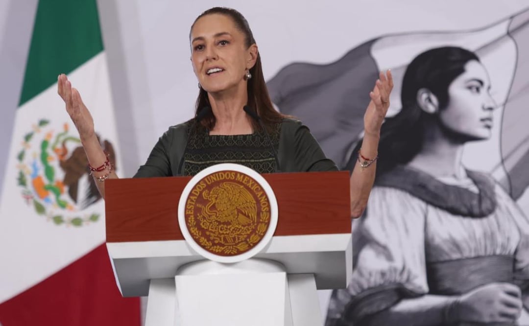 Presidenta Claudia Sheinbaum durante su conferencia de prensa este 12 de junio desde Palacio Nacional. Foto: Carlos Mejía / EL UNIVERSAL
