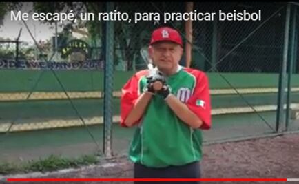 Se escapa AMLO "un ratito" para practicar beisbol