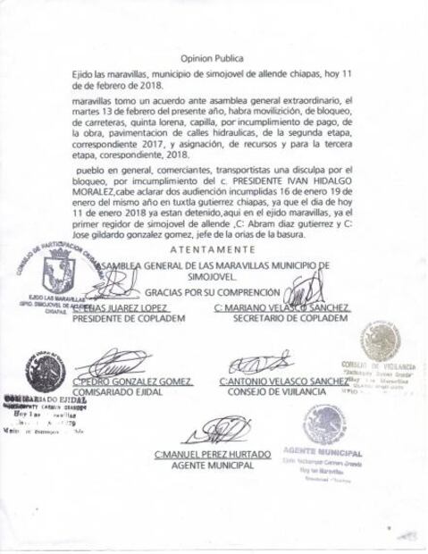 Pobladores retienen a funcionarios en Chiapas ante falta de entrega de obras