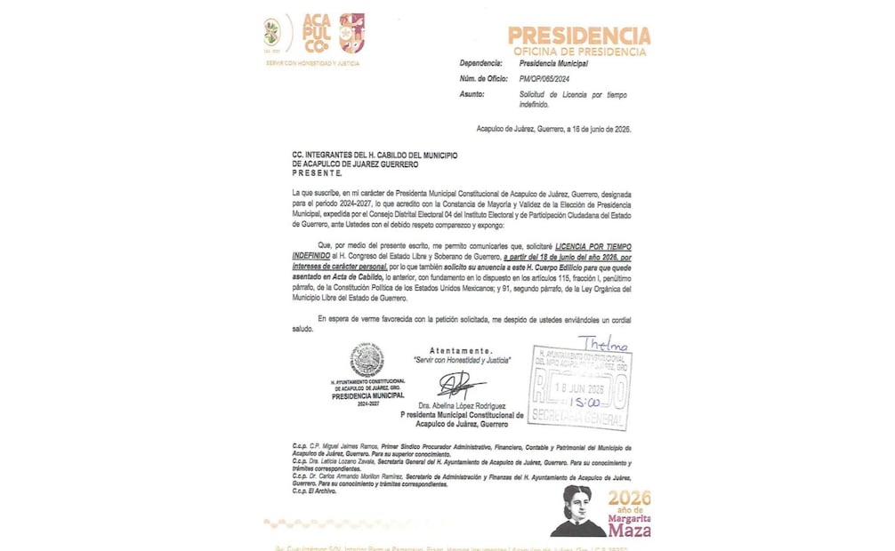 Abelina López solicita licencia como alcaldesa de Acapulco; buscará candidatura de Morena.
Foto: Especial.