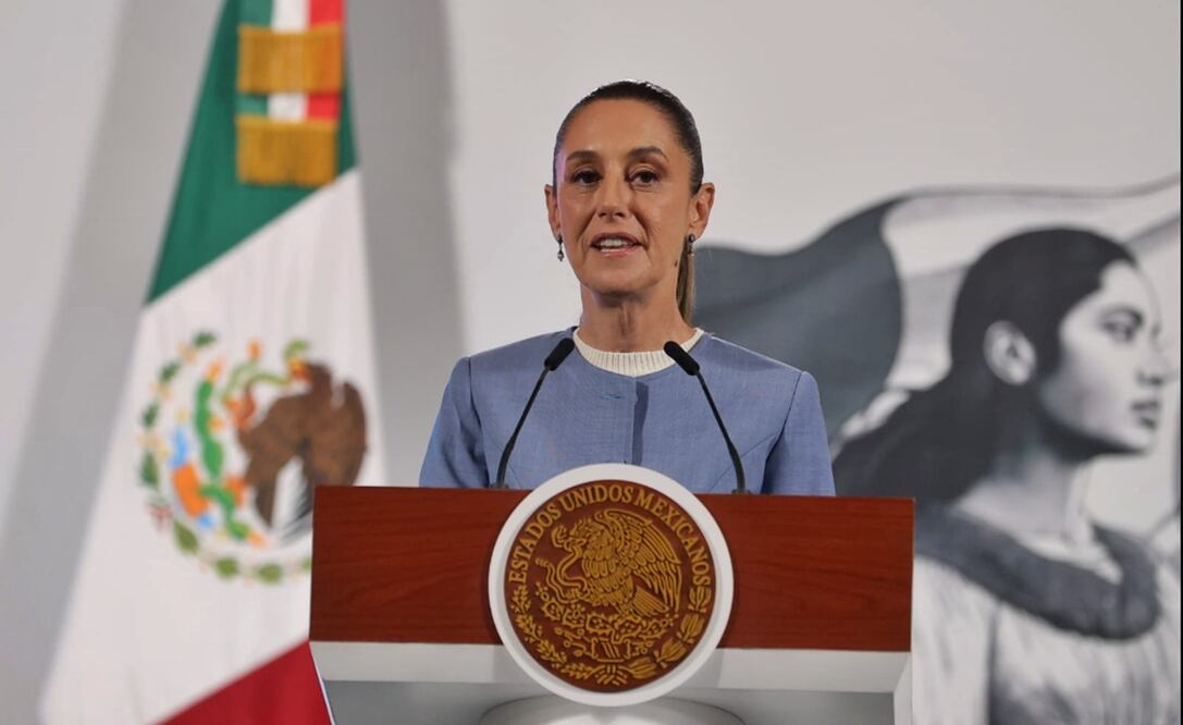 La presidenta Claudia Sheinbaum durante la mañanera del 1 de agosto de 2025. Foto: Gabriel Pano/EL UNIVERSAL