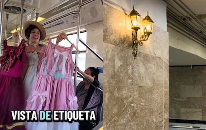 Vendedora de vestidos de época promociona productos dentro de Metro Hidalgo; video se vuelve viral