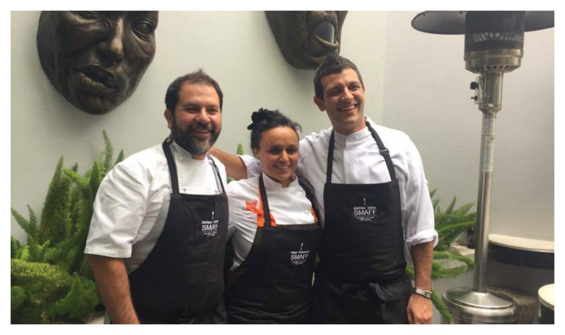 Foto: NATALIA DE LA ROSA / Chefs Enrique Olvera, Najat Kaanache y Matteo Salas.