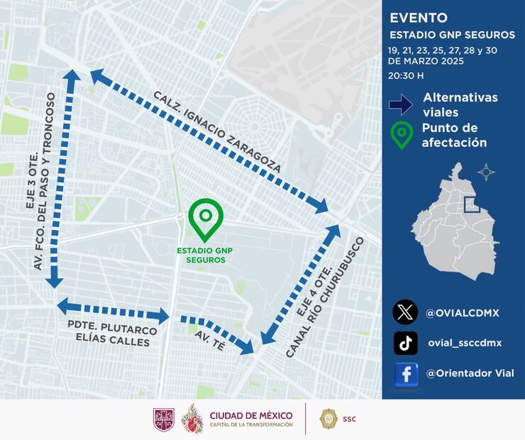 Vías alternas en concierto de Shakira. Foto: Especial