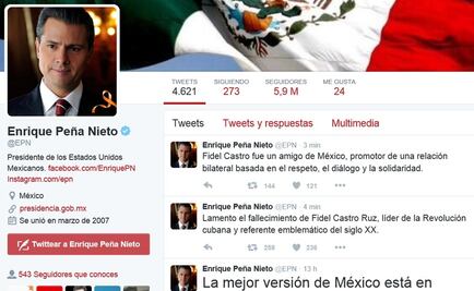 Expresa EPN condolencias por muerte de Fidel Castro