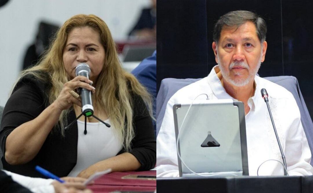 Madre buscadora Ceci Flores y el presidente del Senado, Gerardo Fernández Noroña. Foto: Hugo Salvador/ EL UNIVERSAL y Especial