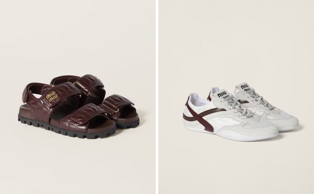 Sandalias y sneakers que se llevan de manera casual. Foto: Miu Miu