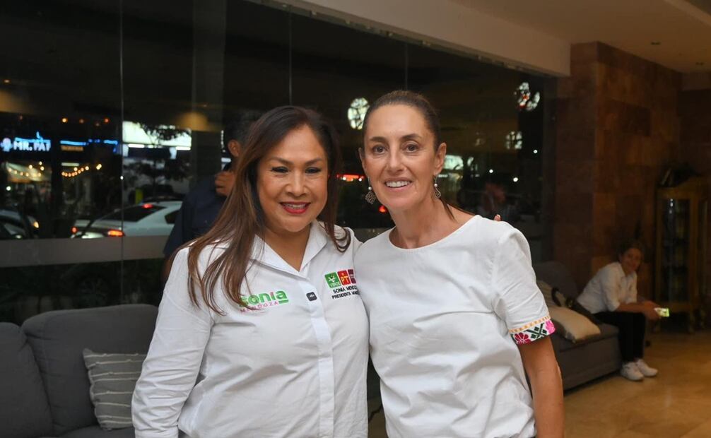 Sonia Mendoza Díaz, candidata a la presidencia municipal de San Luis Potosí y Claudia Sheinbaum, candidata presidencial. Foto: Especial