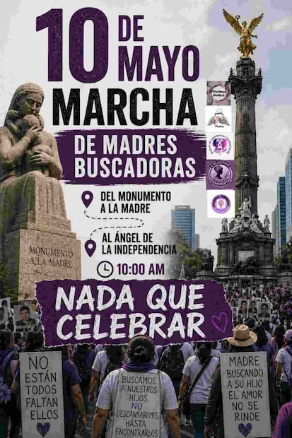 Convocatorias de Madres buscadoras para marchar el 10 de mayo (05/05/2026). Foto: Captura de pantalla