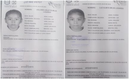 Buscan a las niñas Dolores Arlette y Luz Almita Mejía