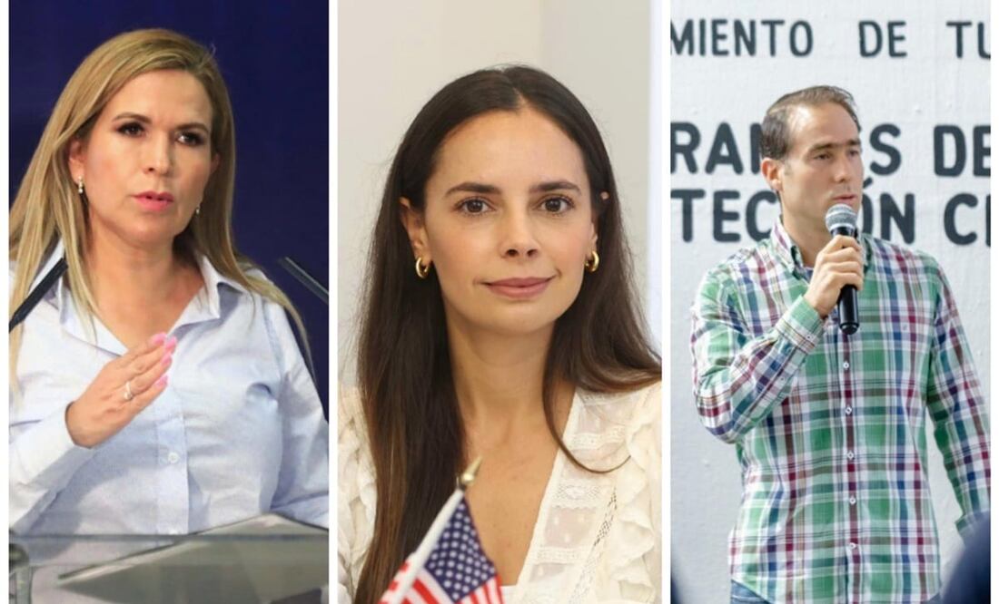 Al centro, la presidenta municipal, presidenta municipal de Benito Juárez (Cancún), Ana Patricia Peralta; a su izquierda, la alcaldesa de Solidaridad (Playa del Carmen), Lili Campos, y al extremo derecho, el edil de Tulum, Diego Castañón. Foto: Especial
