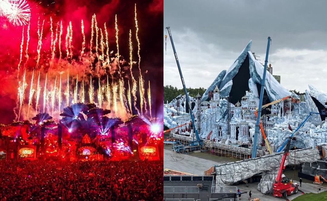 El escenario principal de Tomorrowland, uno de los festivales de música electrónica más importantes del mundo, se incendió la tarde de este miércoles. Foto: Archivo / EL UNIVERSAL y redes sociales