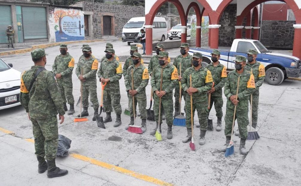 Elementos de Sedena alistan protocolo de prevención ante la alerta volcánica. Foto: Cortesía Sedena