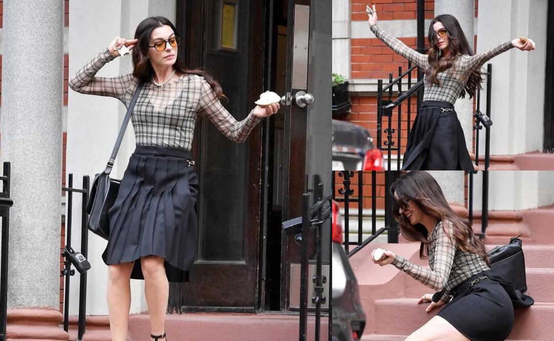 Anne Hathaway sufre caída durante rodaje de "El diablo viste a la moda 2". Foto: Cuenta de X "Indie 505"