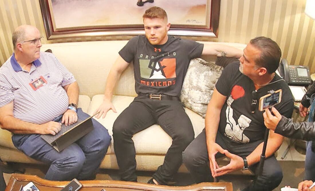 Saúl reunió a la prensa para externar por qué no acepta el cinto huichol. (GOLDEN BOY PROMOTIONS)