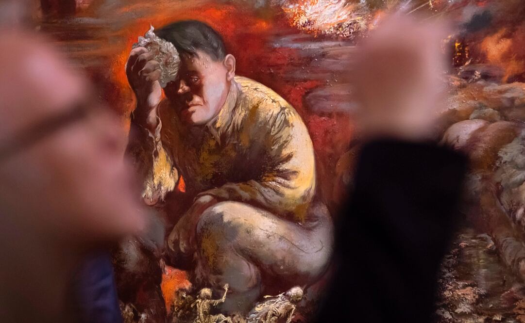 "Caín o Hitler en el infierno" de George Grosz. La obra de 1944 forma parte de una nueva colección permanente en el museo. Foto: AP Foto/Jens Meyer