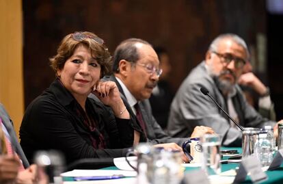 Delfina Gómez participa en charla sobre dictámenes en materia educativa presentados por Morena, PT y PVEM