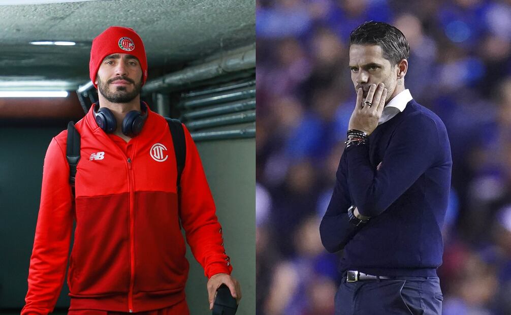 Antonio Briseño con Toluca en el Clausura 2025 y Fernando Gago dirigiendo un partido, todavía con Chivas - Fotos: Imago7