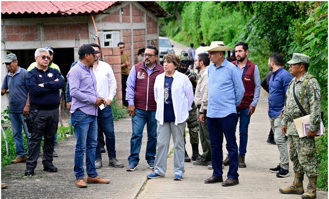Delfina Gómez realizó un recorrido en el predio en donde se reubicará a 75 familias afectadas por las lluvias en el Edomex. Foto: Especial
