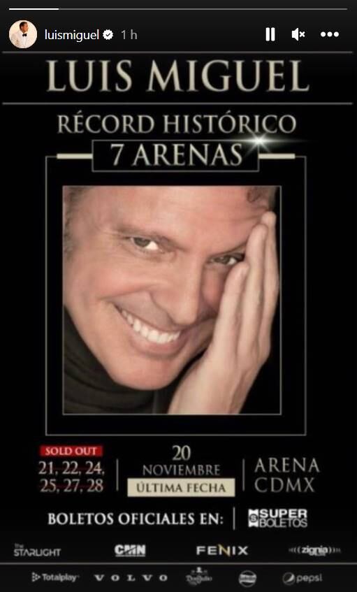 Luis Miguel ha roto todo tipo de récords con su tour. Foto: Instagram