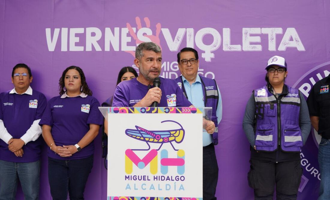 El alcalde de Miguel Hidalgo, Mauricio Tabe, encabezó el arranque de los “Viernes Violeta”, un programa con el que fortalecerá las acciones para prevenir y erradicar la violencia de género. (Foto: especial)