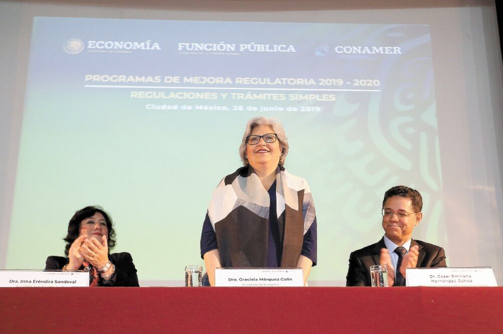 Durante la inauguración de los Programas de Mejora Regulatoria 2019-2020, Graciela Márquez, secretaria de Economía, dijo que una vez resuelto el T-MEC, llegarán nuevas inversiones. Foto: CORTESÍA