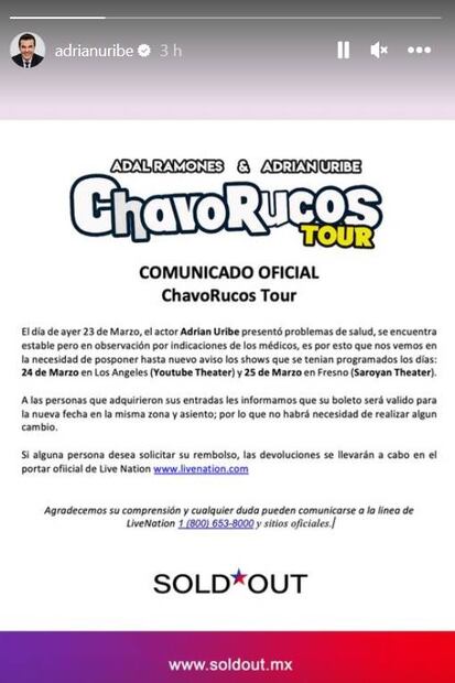 Adrián Uribe y Adal Ramones se presentan juntos en el espectáculo "Chavorucos". Foto: Instagram.