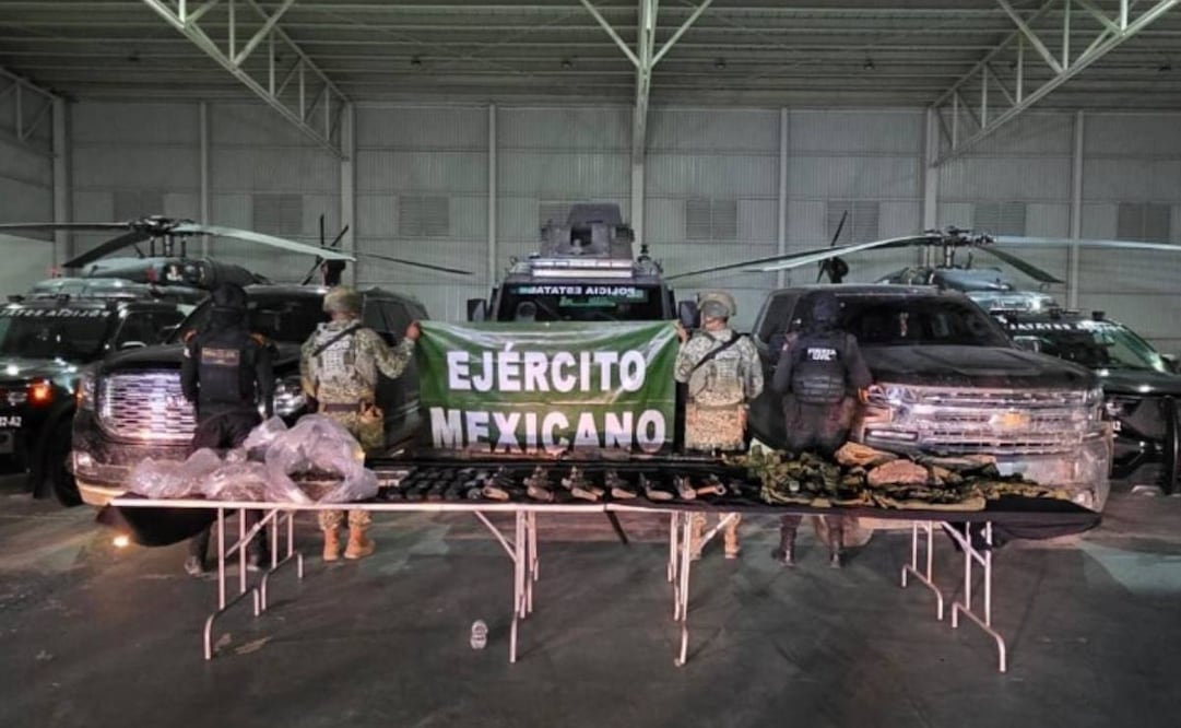 Aseguramiento de armas de fuego en el municipio de Dr. Coss, Nuevo León. Foto: Especial