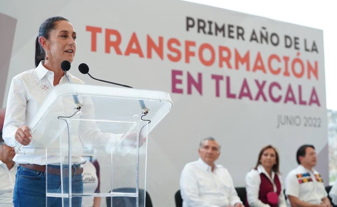 Sheinbaum acudió a la ceremonia denominada: Primer Año de la Transformación En Tlaxcala. Foto: Especial 