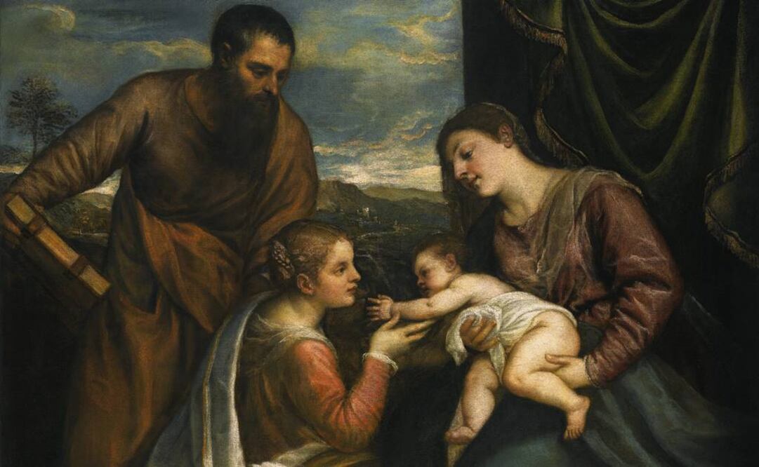 "Conversación sagrada entre la Virgen María y el niño con San Lucas y Santa Catalina de Alejandría", del maestro renacentista italiano Tiziano (Hacia 1560).