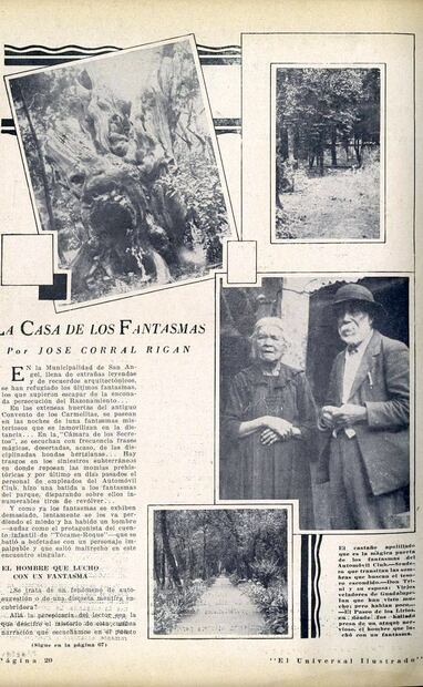 De arriba hacia abajo, se ve el "castaño apolillado" que pasó a mejor vida con Porfirio Díaz; la vereda del sacerdote fantasma; el velador don Trini con su esposa; y el Paseo de los Lirios, donde encontraron a José Arriaga en pleno ataque epiléptico. Hemeroteca EL UNIVERSAL.