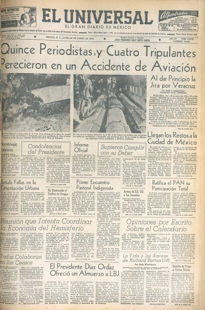 El avionazo en el que murieron periodistas en las elecciones de 1970